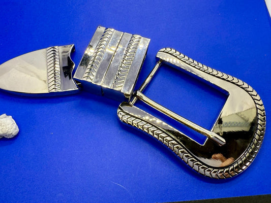 4 pc Ranger Set - Two Loops and Tip W/ Screws Large Reflective New Belt Buckle