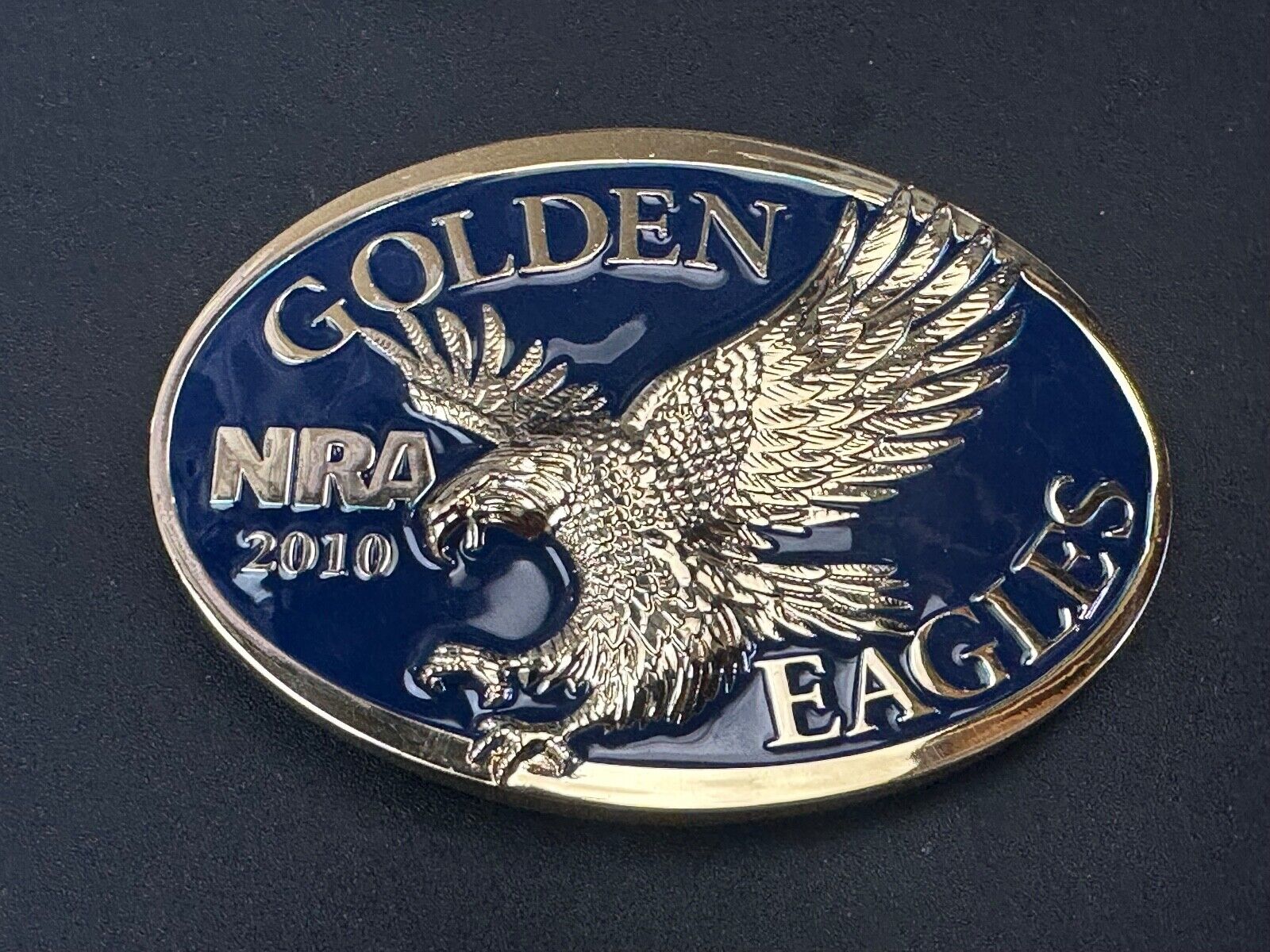 2010 Commemorative Golden Eagles NRA belt buckle in box - Vote Gun Rights