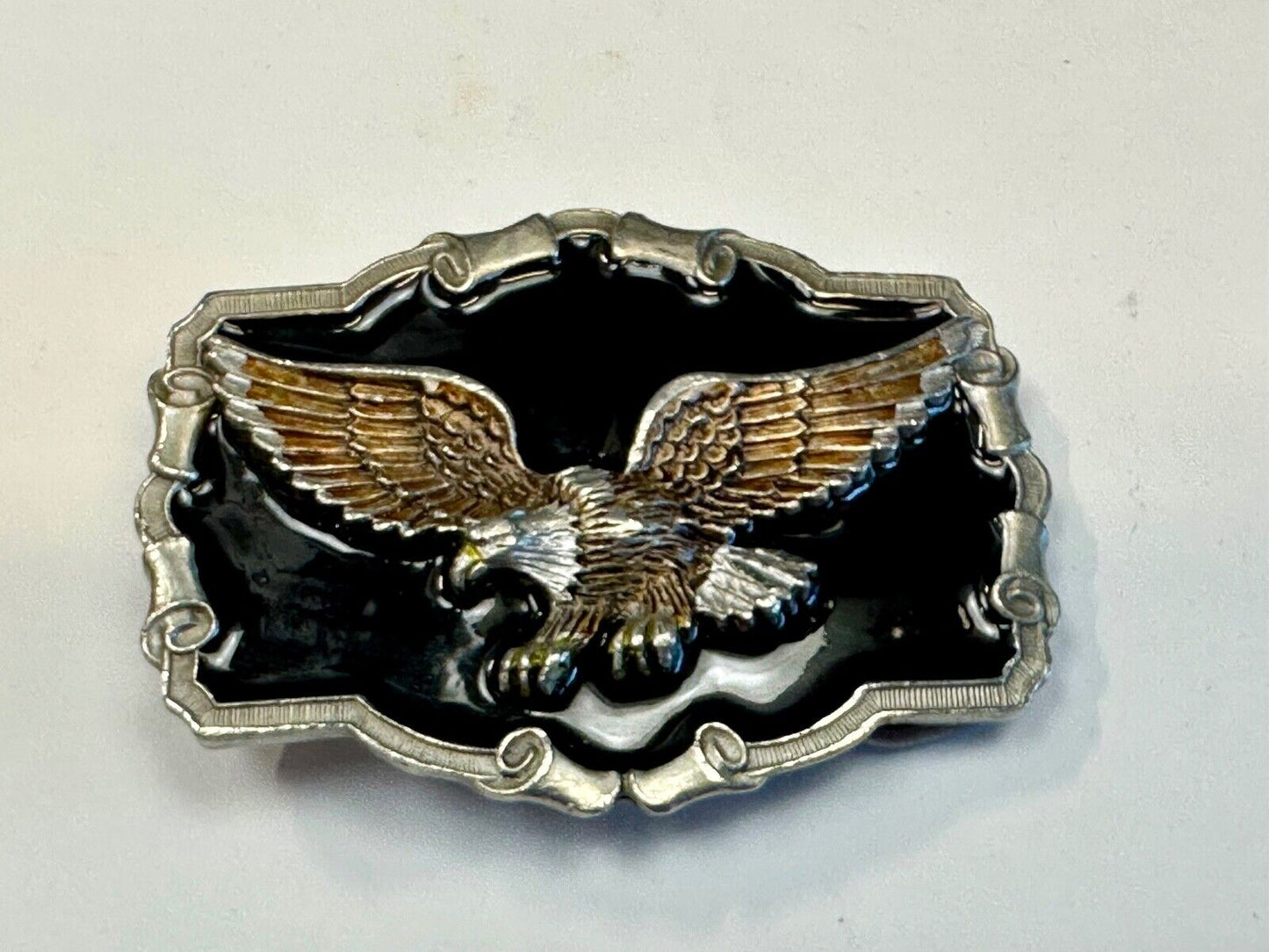 Vintage  Majestic Eagle western framed on black background belt buckle