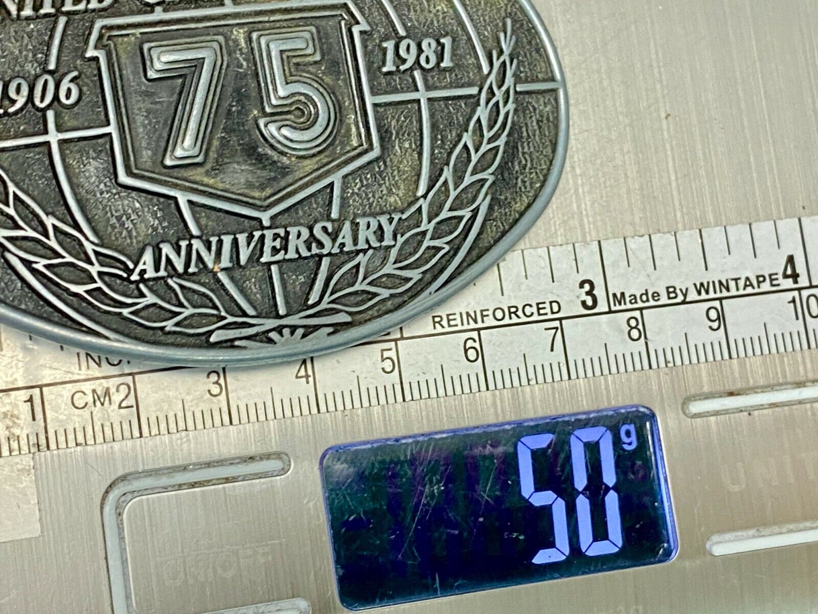 United Grain Growers 75 Years 1906-1981 Farming Commemorative Belt Buckle