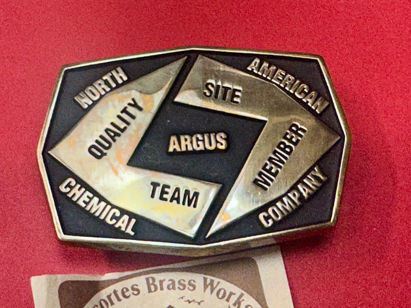 Aegius North American Chemical Company team member brass Anacortes belt buckle
