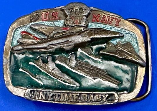 US Navy Anytime Baby 1983 Colorful Great American Belt Buckle
