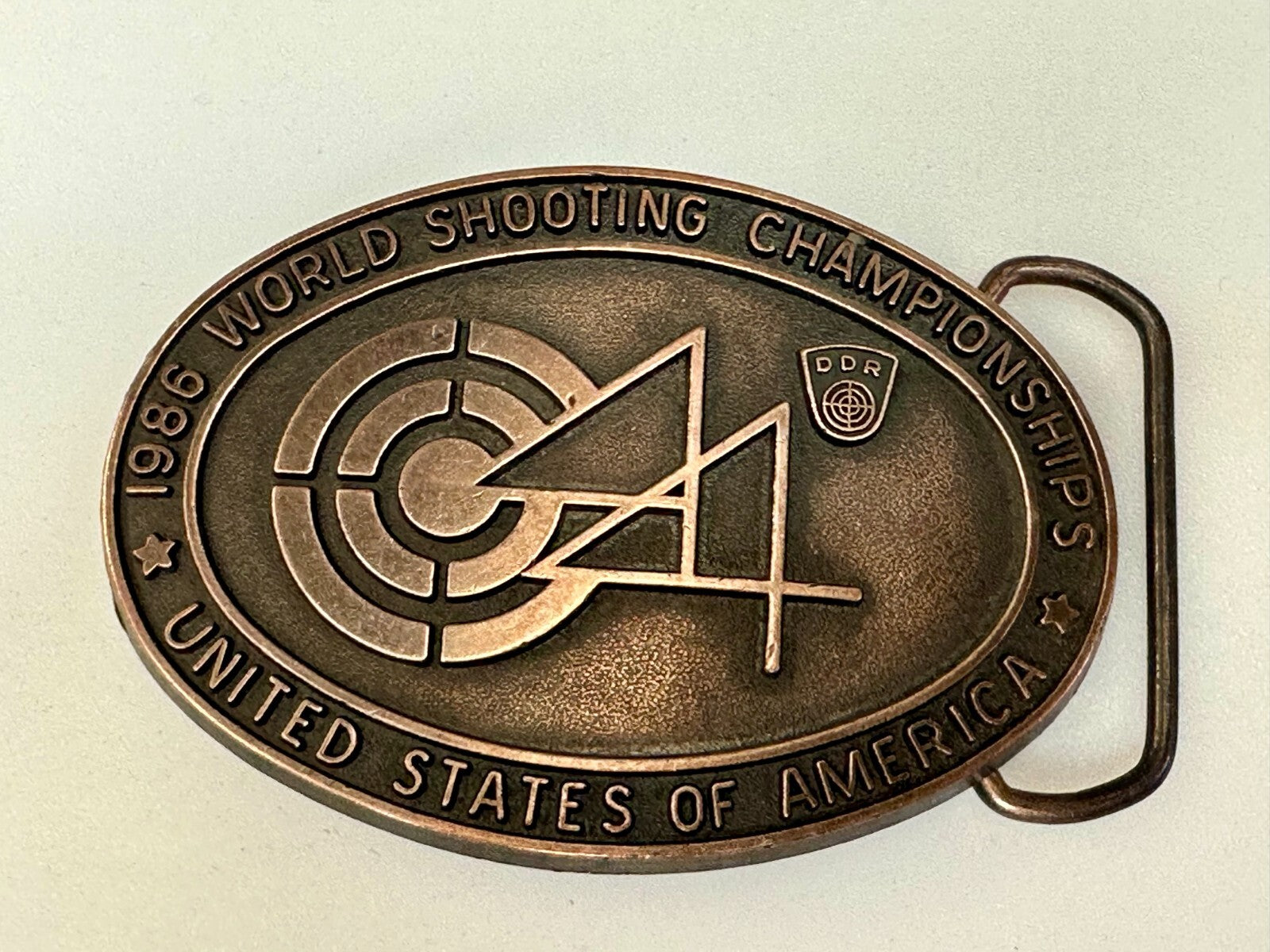 United States of America 1986 World Shooting Championship Souvenir Belt Buckle