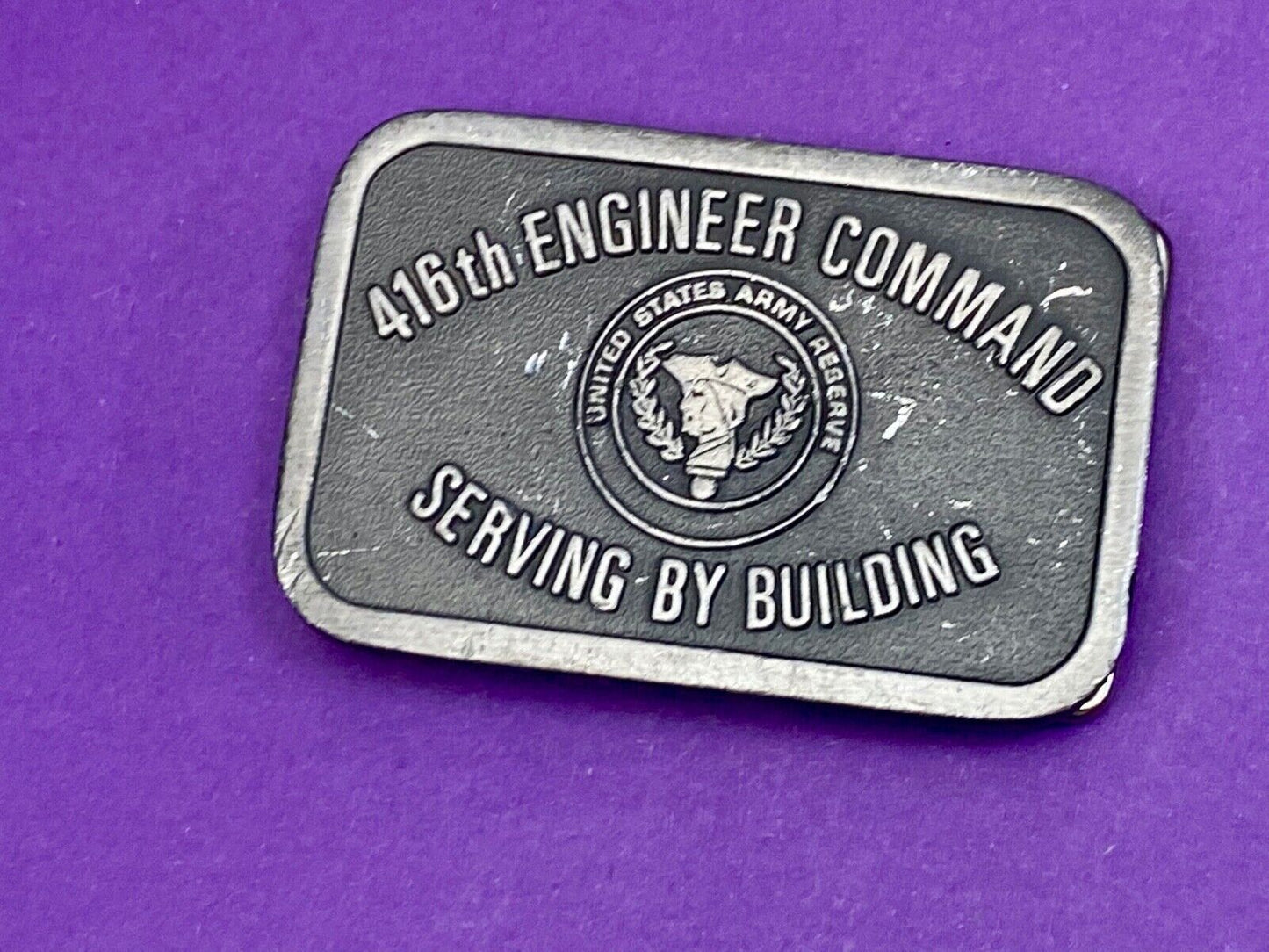 United States Army Reserve 416th Engineer Command belt buckle serving by command