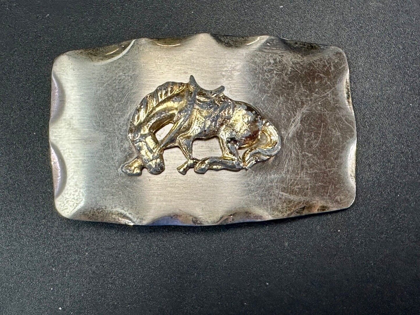 vintage Horse Saddle Bronc Bronco two tone western belt buckle