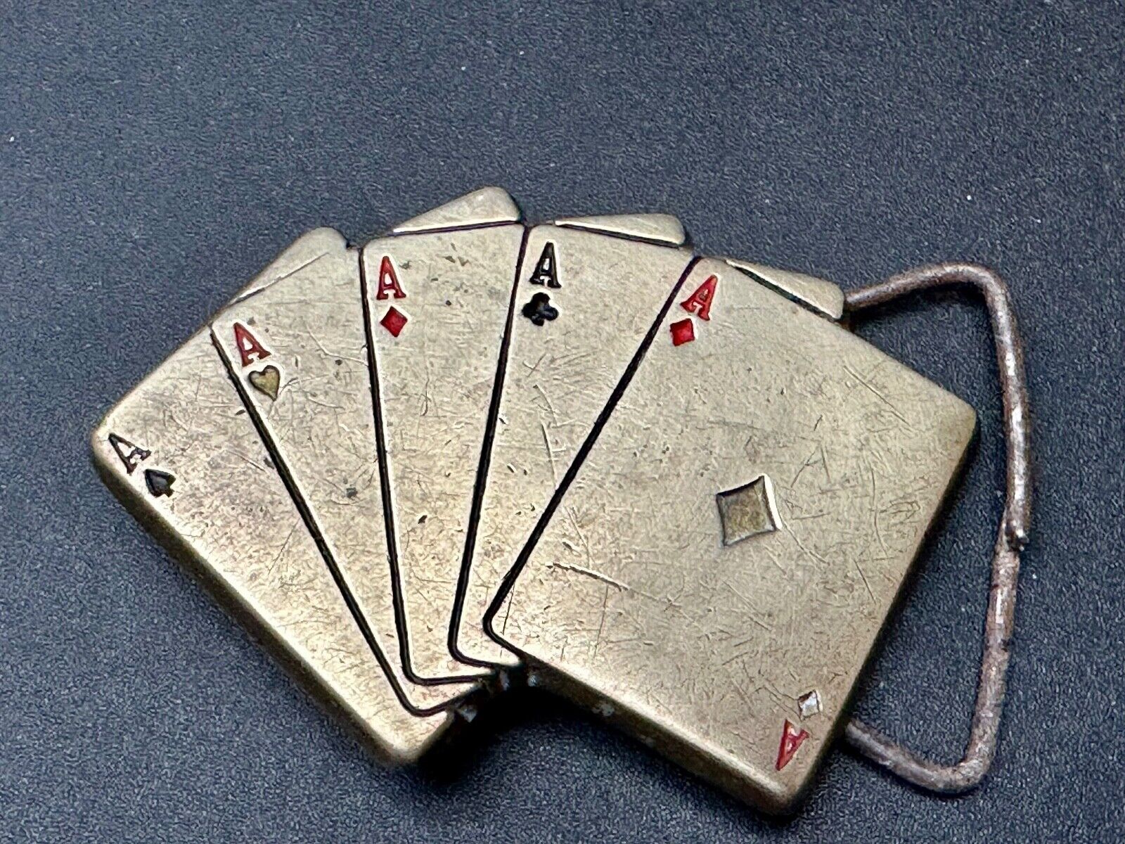 5 Aces Baron Buckles Solid Brass Casino Gambling Card Game Vintage Belt Buckle