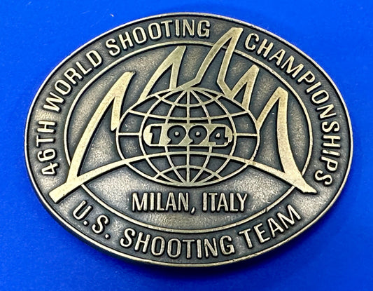 46TH World US Shooting Championship 1994 Milan Italy Commemorative Belt Buckle