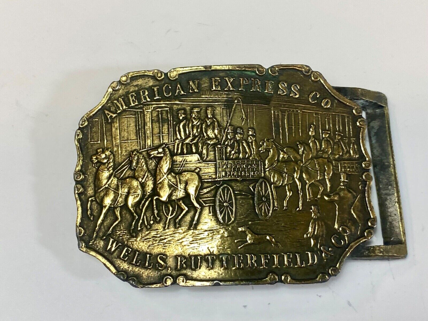 American Express Co Wells Butterfield & Co Vintage belt buckle marked NYC