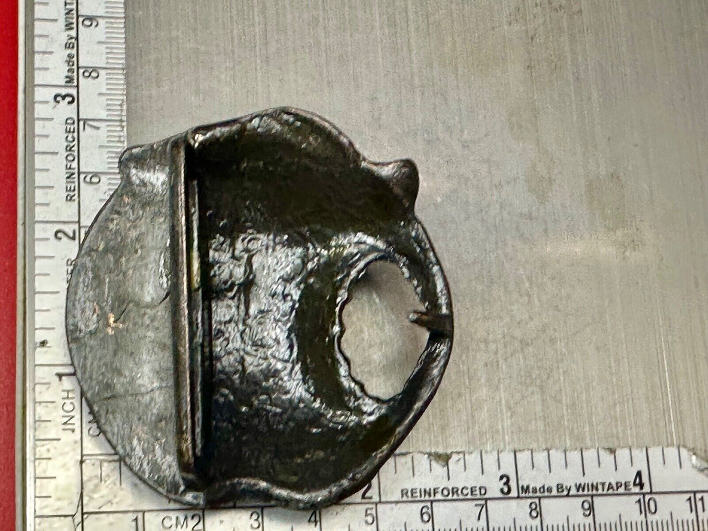 Apple with a bite taken out of it!   Vintage figural Belt Buckle