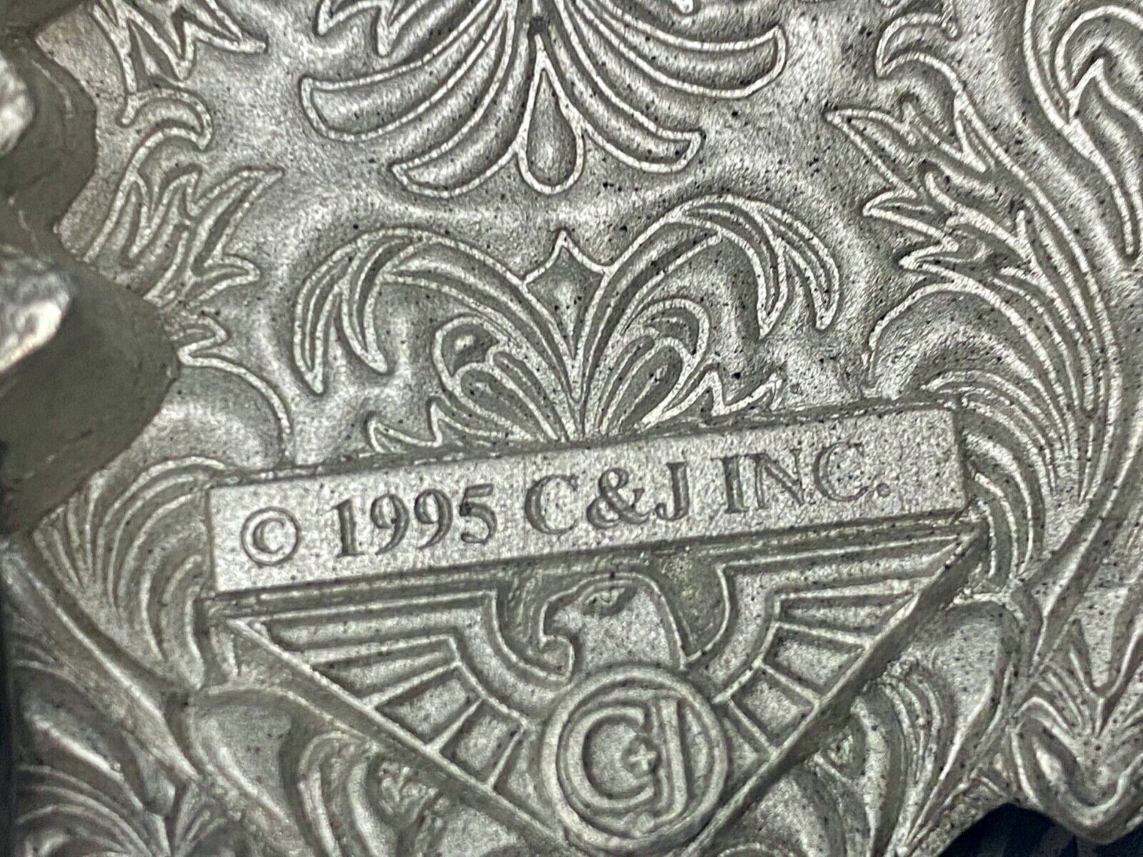 Three Hearts Ornate Flower Swirl /  Cut Out Belt Buckle - Vintage 1995 C+J