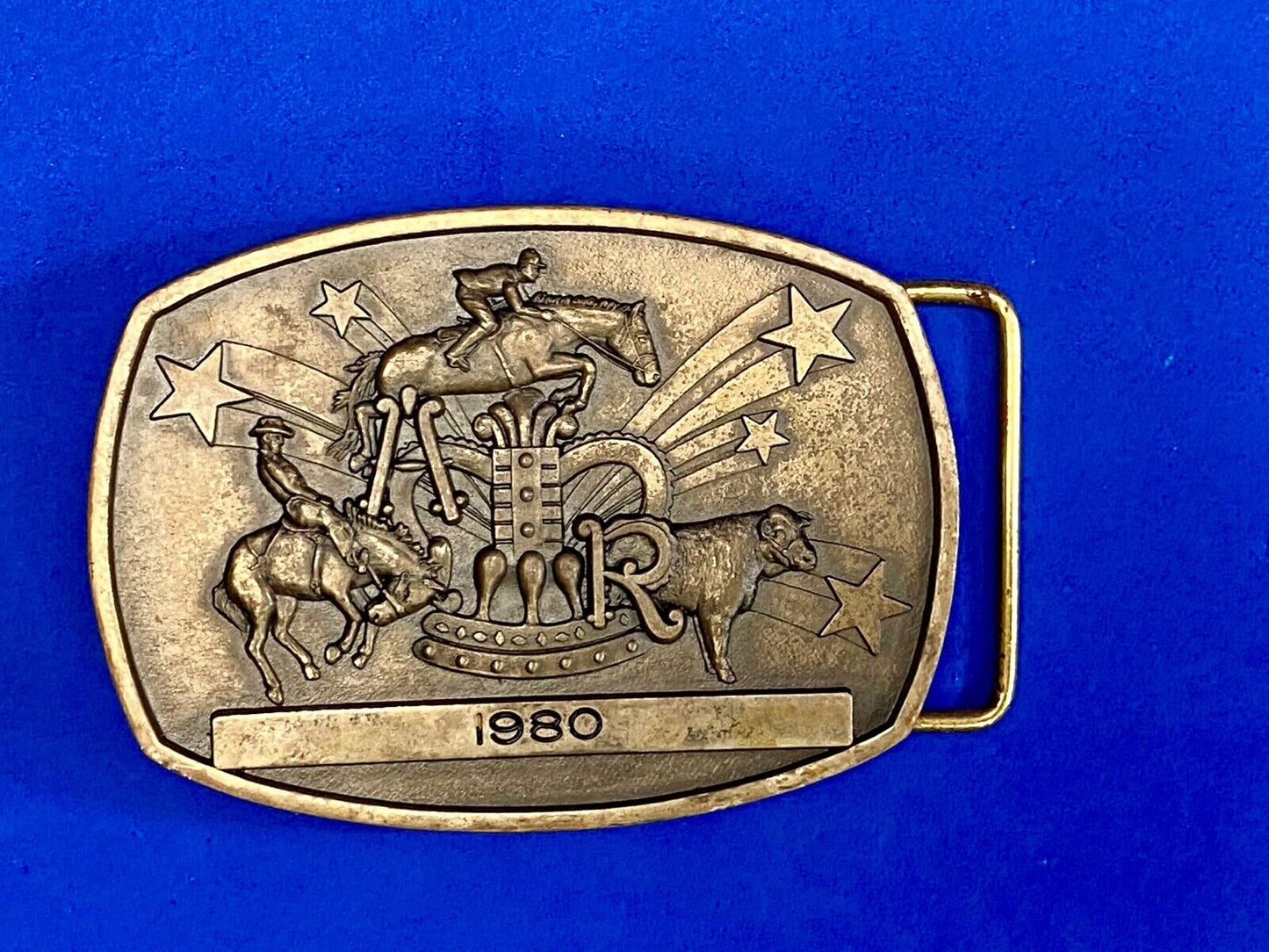 Vintage Horse Jockey Belt Buckle By Jostens 