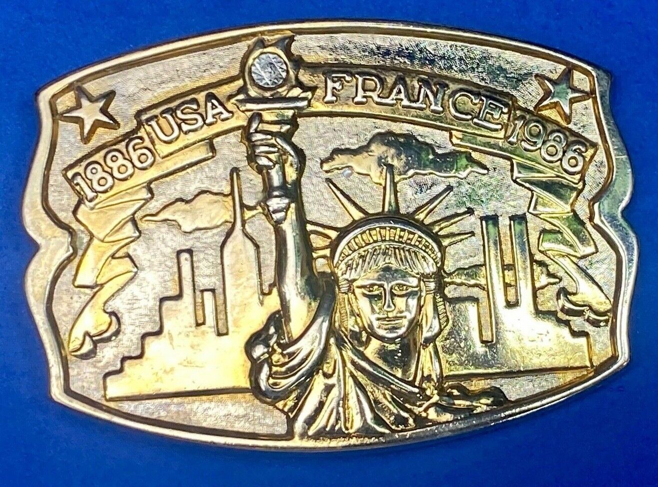 1886 USA FRANCE 1986 vintage Statue of Liberty belt buckle by Hammond Mint 