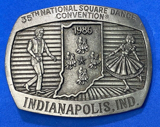 35Th National Square Dance Convention 1986 Indianapolis In Western Belt Buckle 