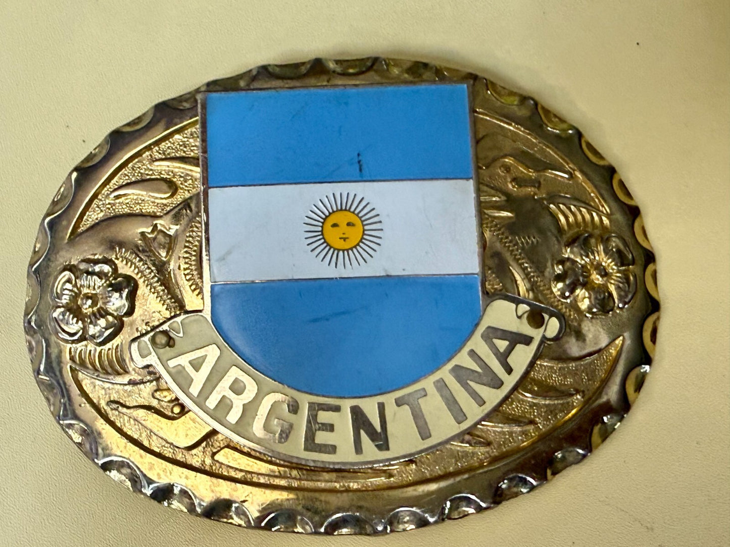 Argentina Argentine Republic Country Flag Patriotic Western Framed Belt Buckle