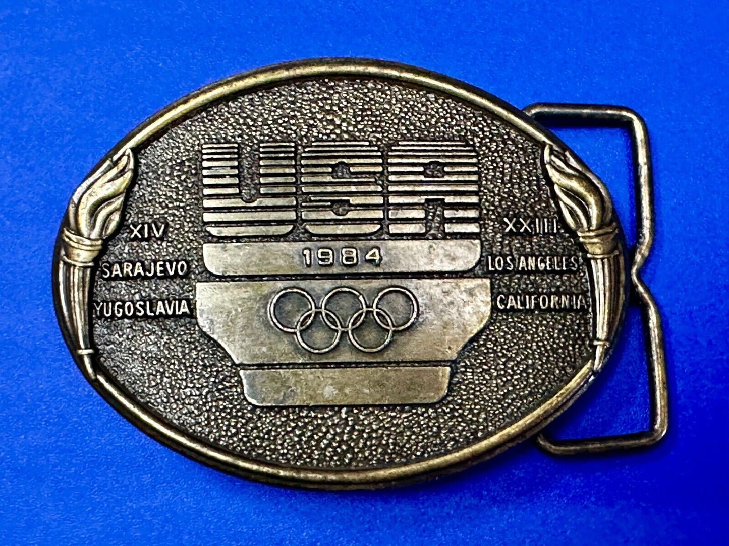 1984 USA Olympics Los Angeles California Vintage Commemorative Belt Buckle