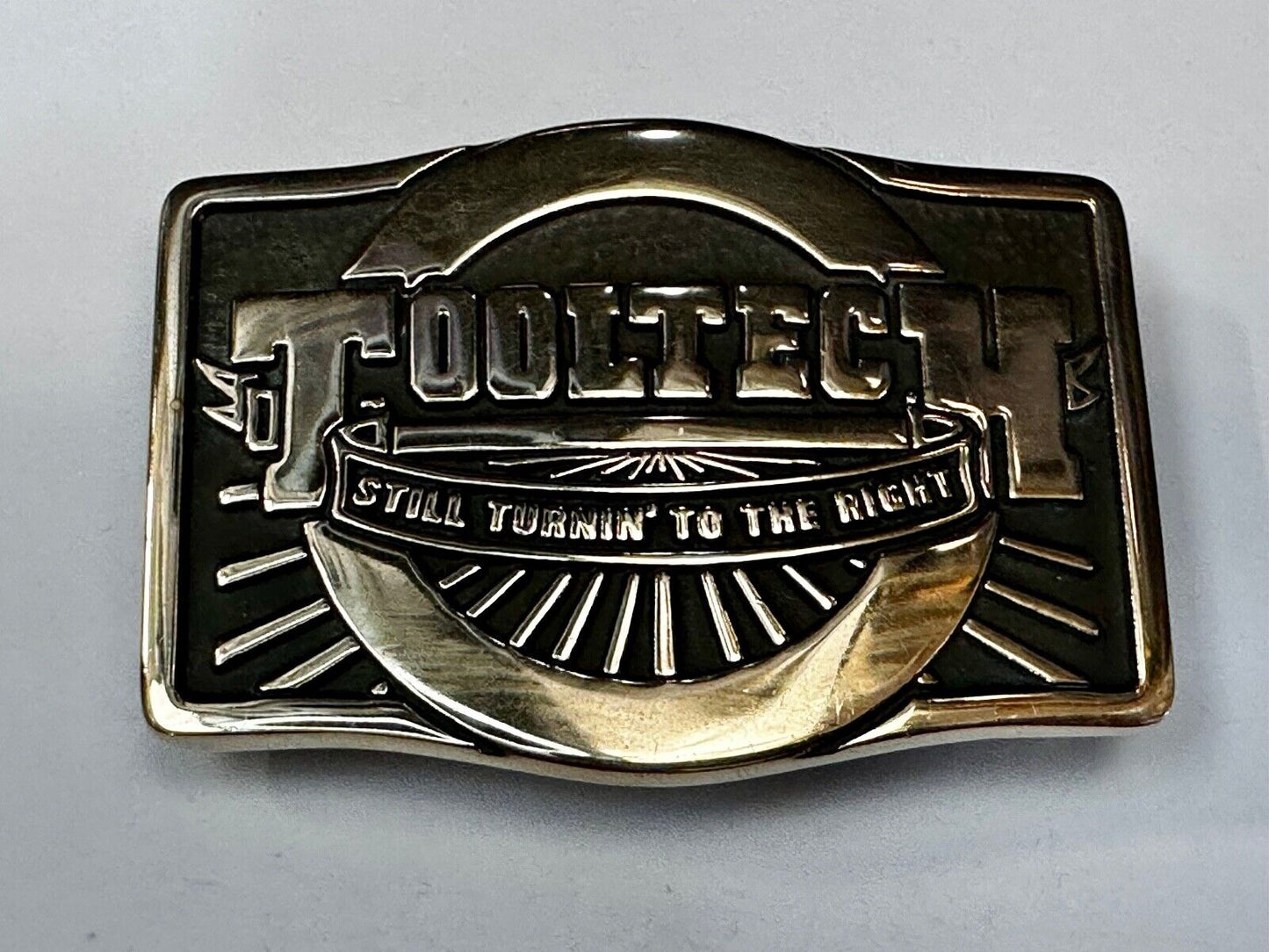 ToolTech Still Turning to the right Vtg. Anacortes Solid Brass 1984 Belt Buckle