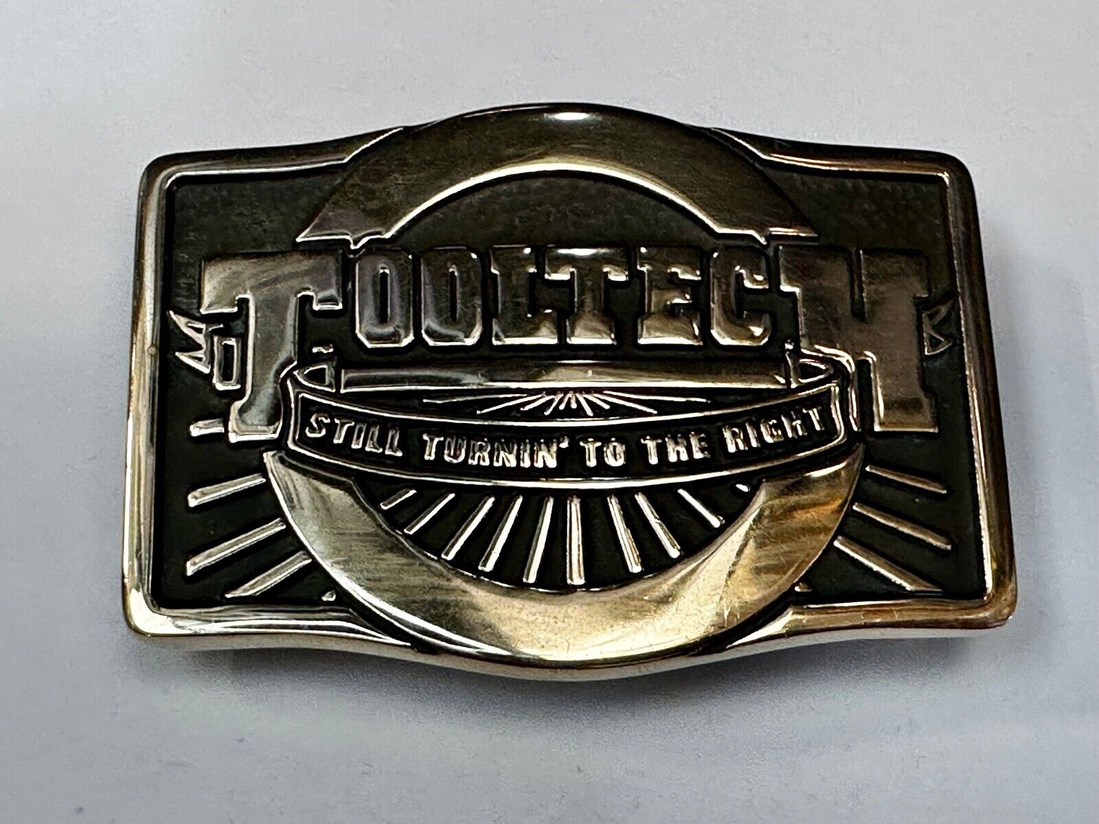 ToolTech Still Turning to the right Vtg. Anacortes Solid Brass 1984 Belt Buckle