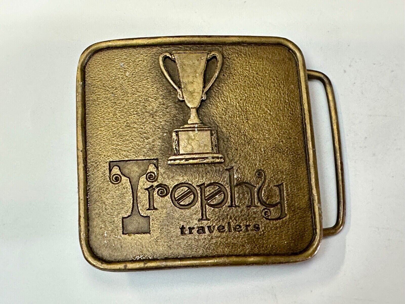 Trophy Travelers vintage Promo Company Advertising MPA 1975 belt buckle