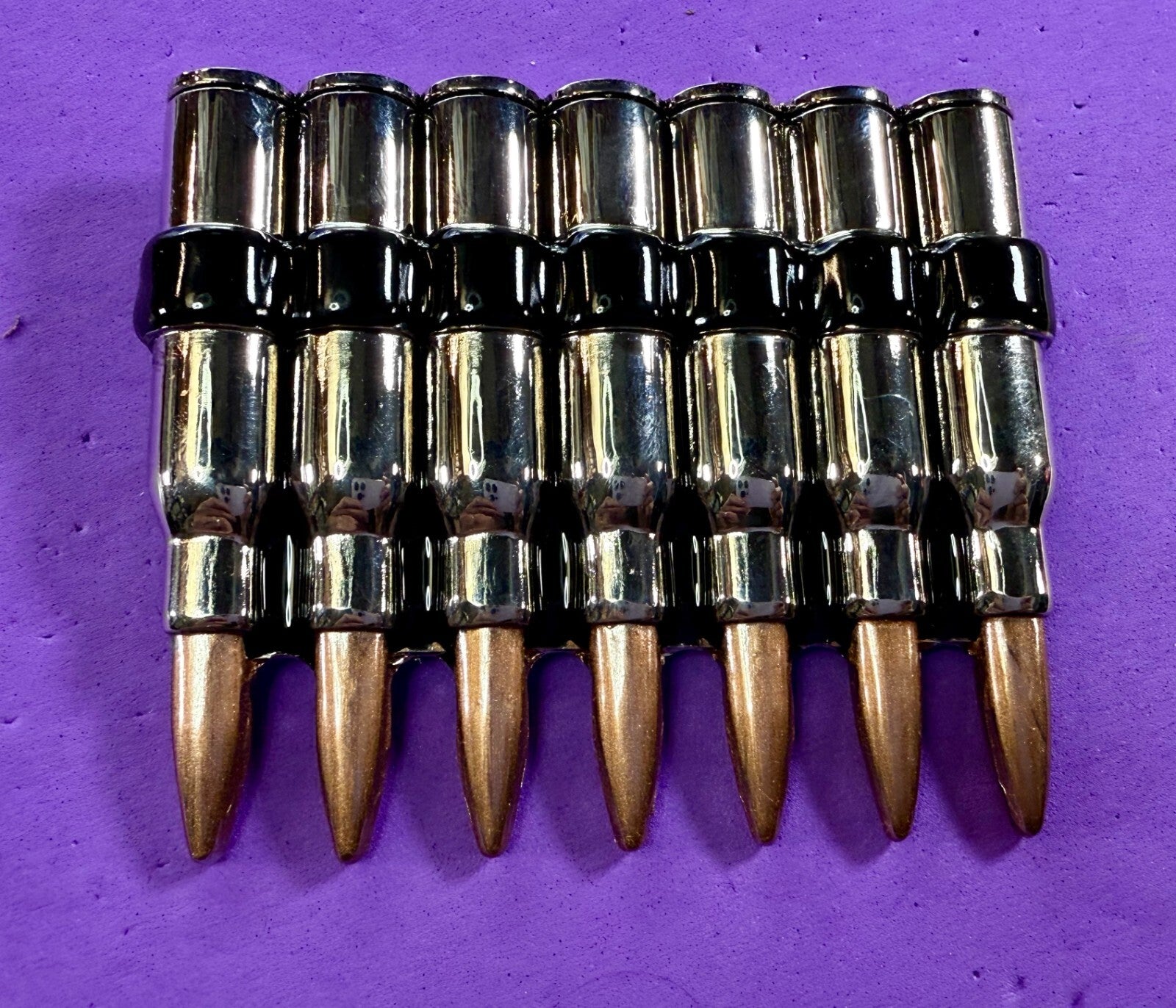 Ammo Bullets Clip MOS Figural Seven Shots Gun Collectors Heavy Large Belt Buckle
