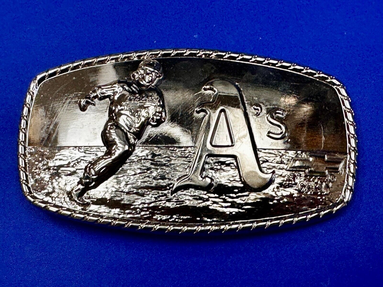 A's Baseball Logo Athletics Sports Oakland CA Silver Color Wide Belt Buckle