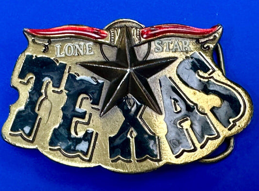 Texas - The Lone Star State - vintage 1980 Longhorn great American belt buckle