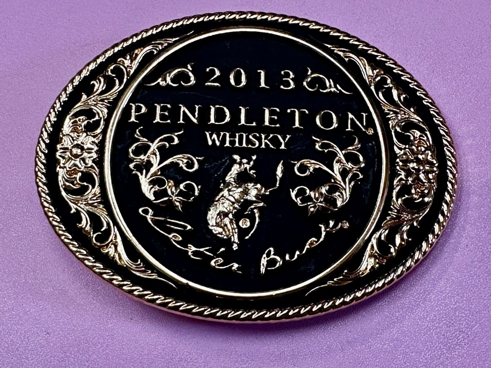 2013 Pendleton Whiskey Let'er Buck Rodeo Cowboy Montana Silversmiths Belt Buckle