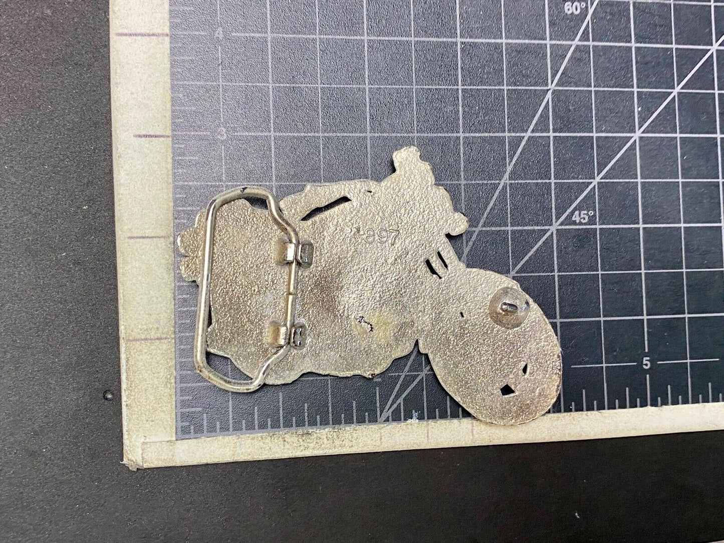 4" wide cut out Motorcycle shaped brown black & silver color belt buckle 