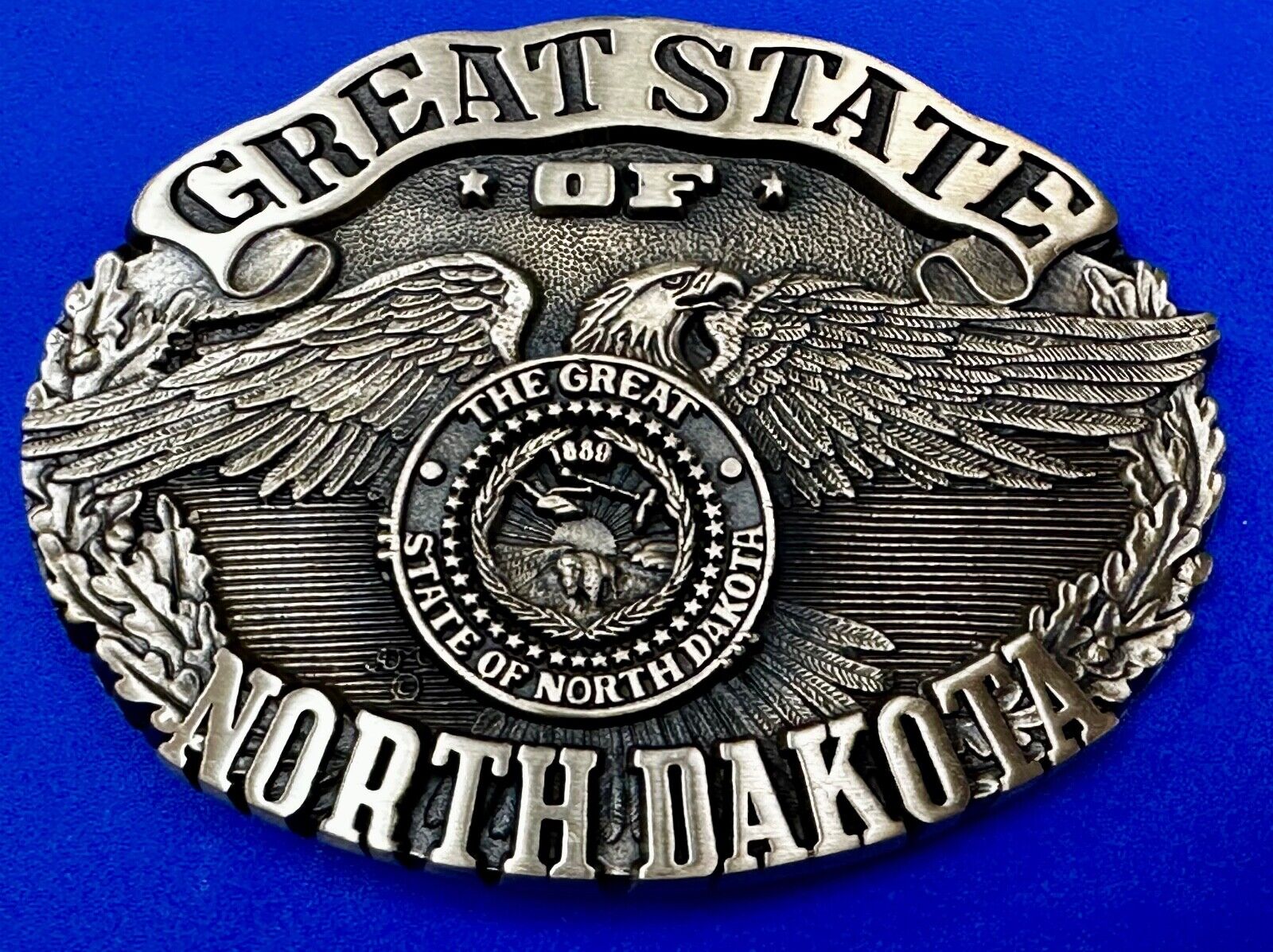 The Great State of North Dakota Vintage Award Design Medals 1st Edn Belt Buckle