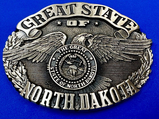 The Great State of North Dakota Vintage Award Design Medals 1st Edn Belt Buckle