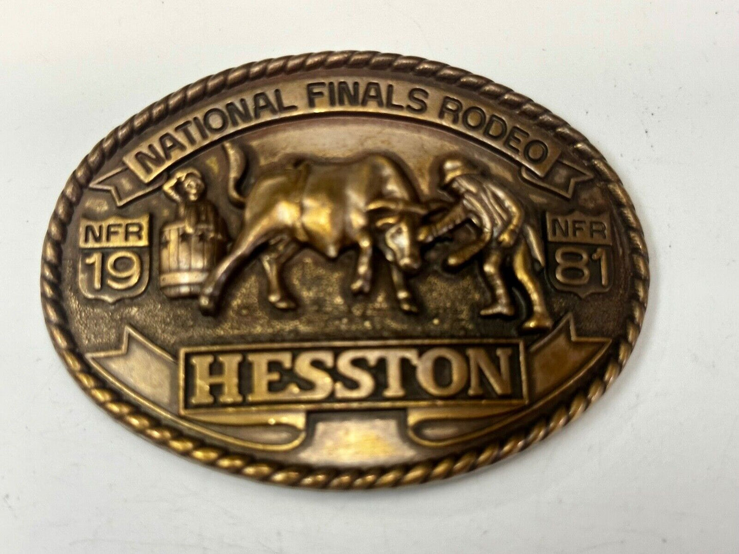 1981 NATINOAL FINALS RODEO NFR Commemorative Cowboys Art Belt Buckle