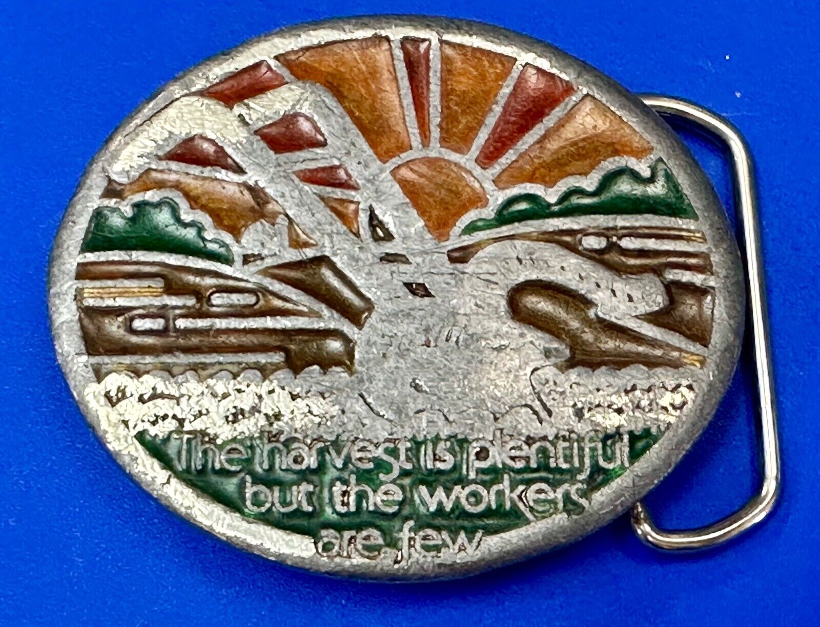 The Harvest is plentiful but the workers are few Farming belt buckle