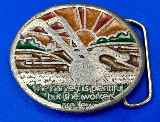 The Harvest is plentiful but the workers are few Farming belt buckle