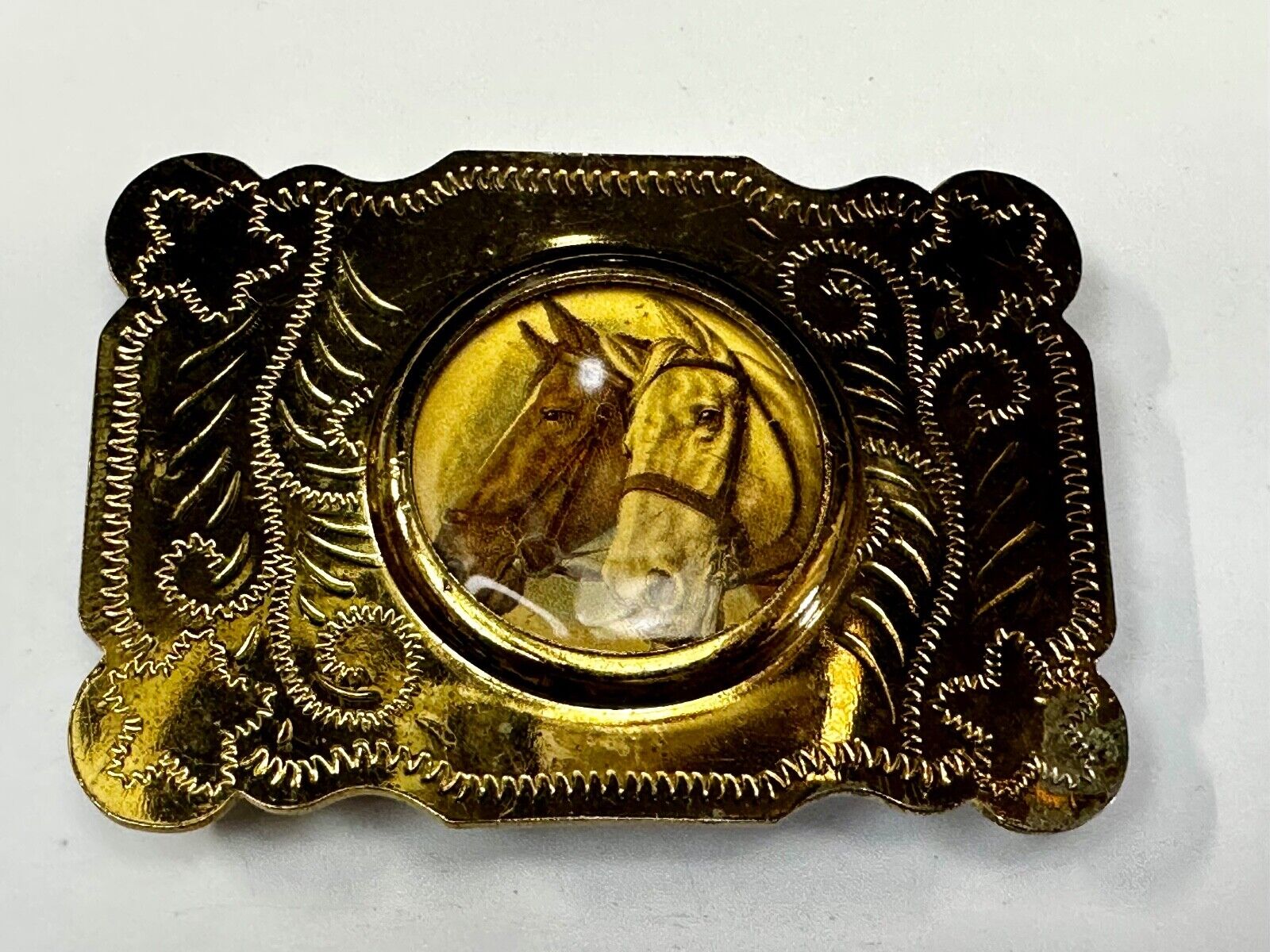 Two horse head picture (Or Your Morgan Silver Dollar!) western Belt Buckle