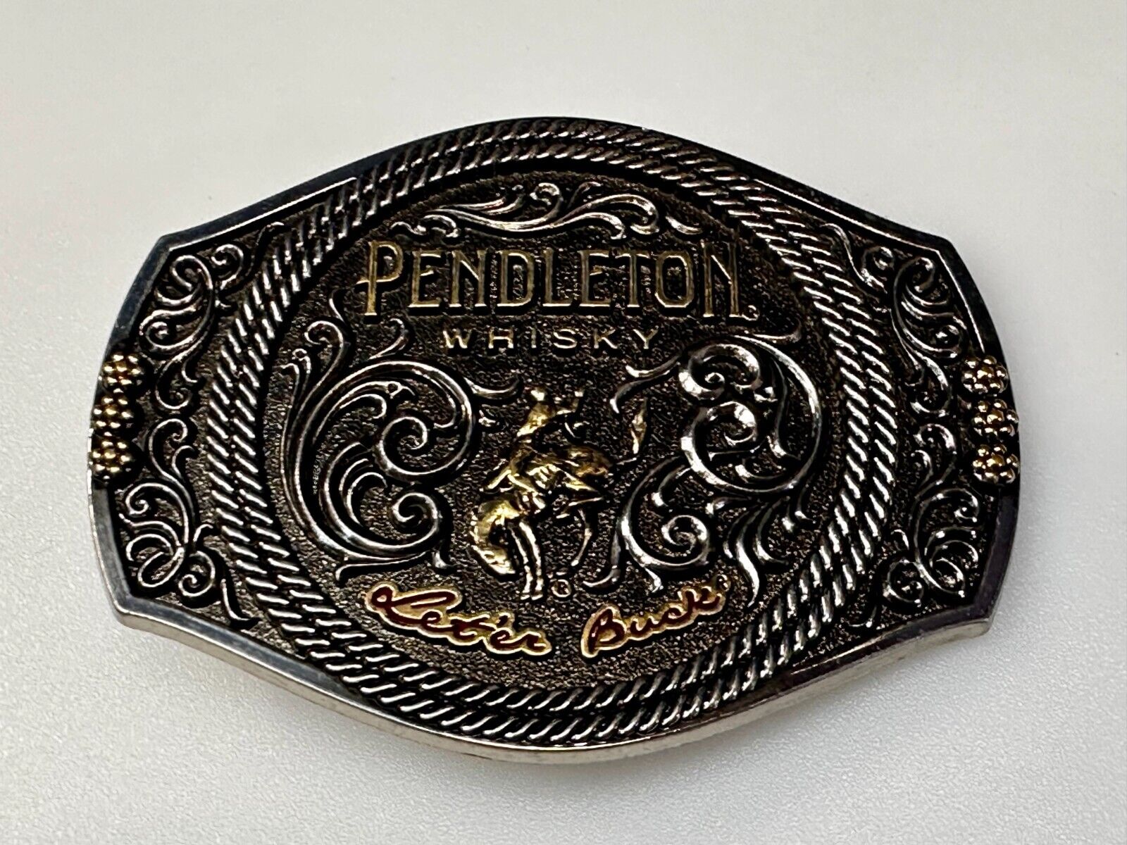 2021 Pendleton Whiskey Let'er Buck Rodeo Cowboy Montana Silversmiths Belt Buckle