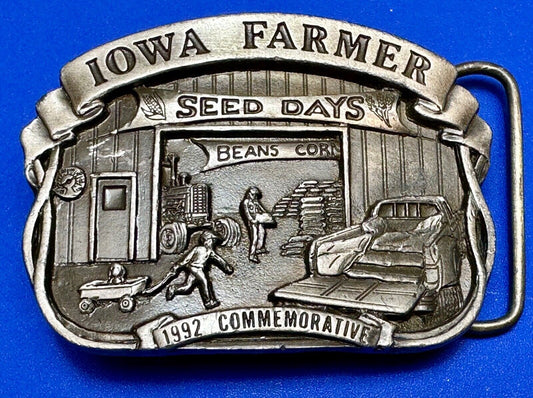 1992 Iowa Farmer seed days - State Farm Commemorative belt buckle