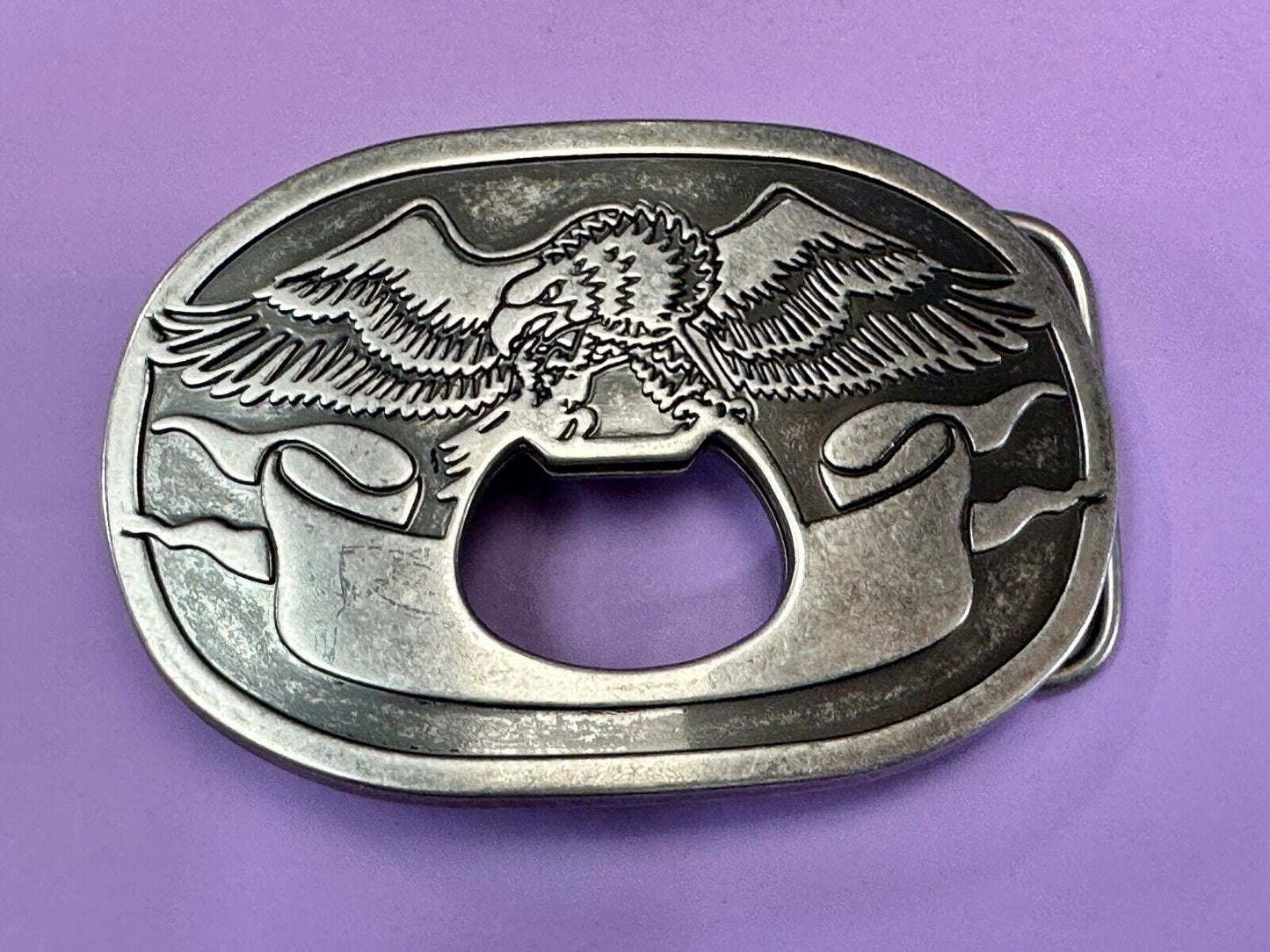 American Bald Eagle and Award Ribbon Belt Buckle and Bottle Oponer