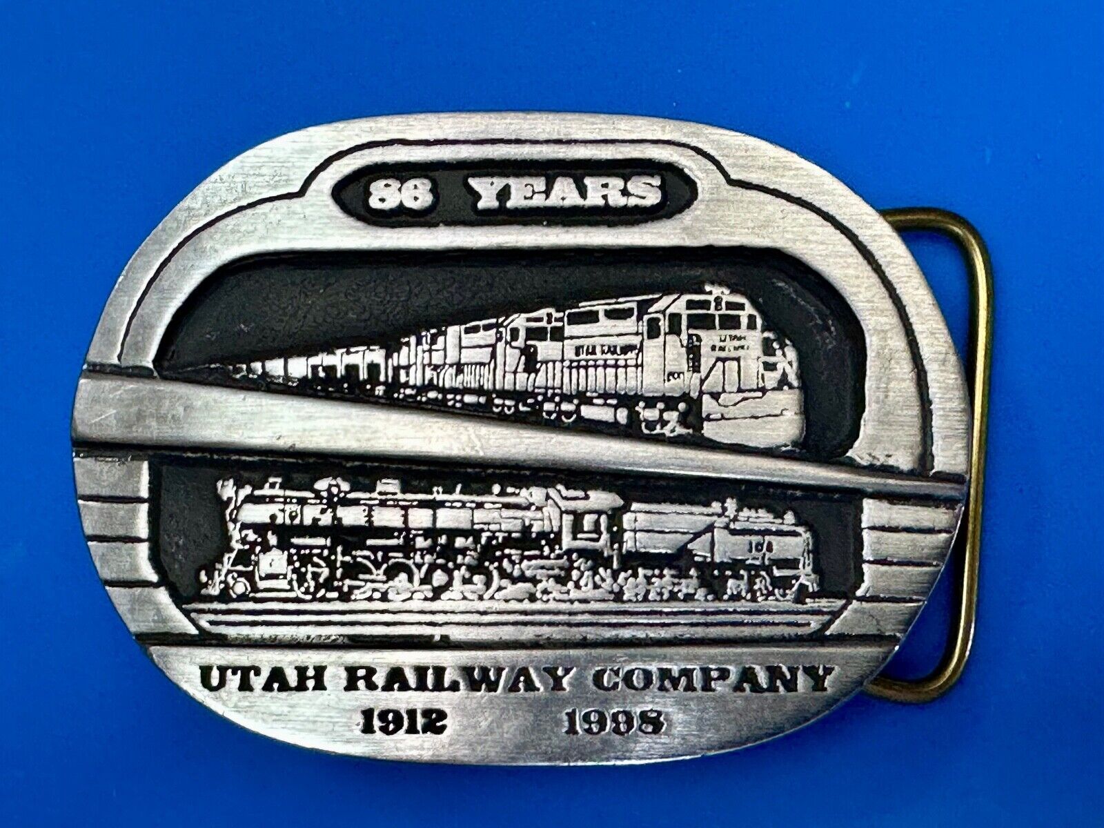 Utah Railway Co Vtg Train Railroad 86 Years - Gary Prazen Sculpture Belt Buckle