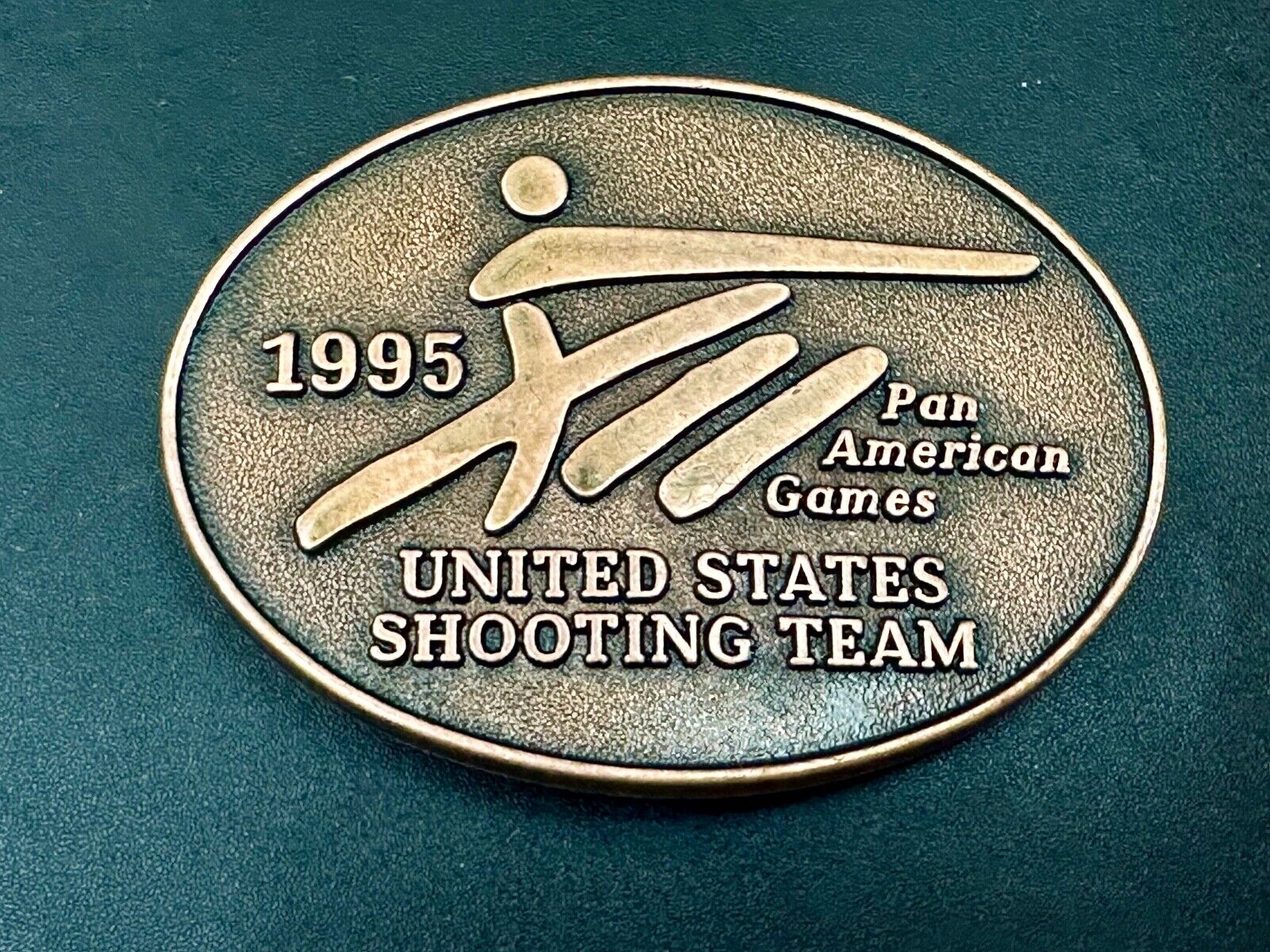 1995 United States US Shooting Team Pan American Am games belt buckle