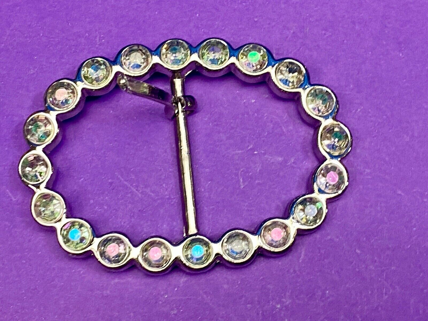 Antique? Rhinestone covered simple silver tone victorian vibe belt buckle 