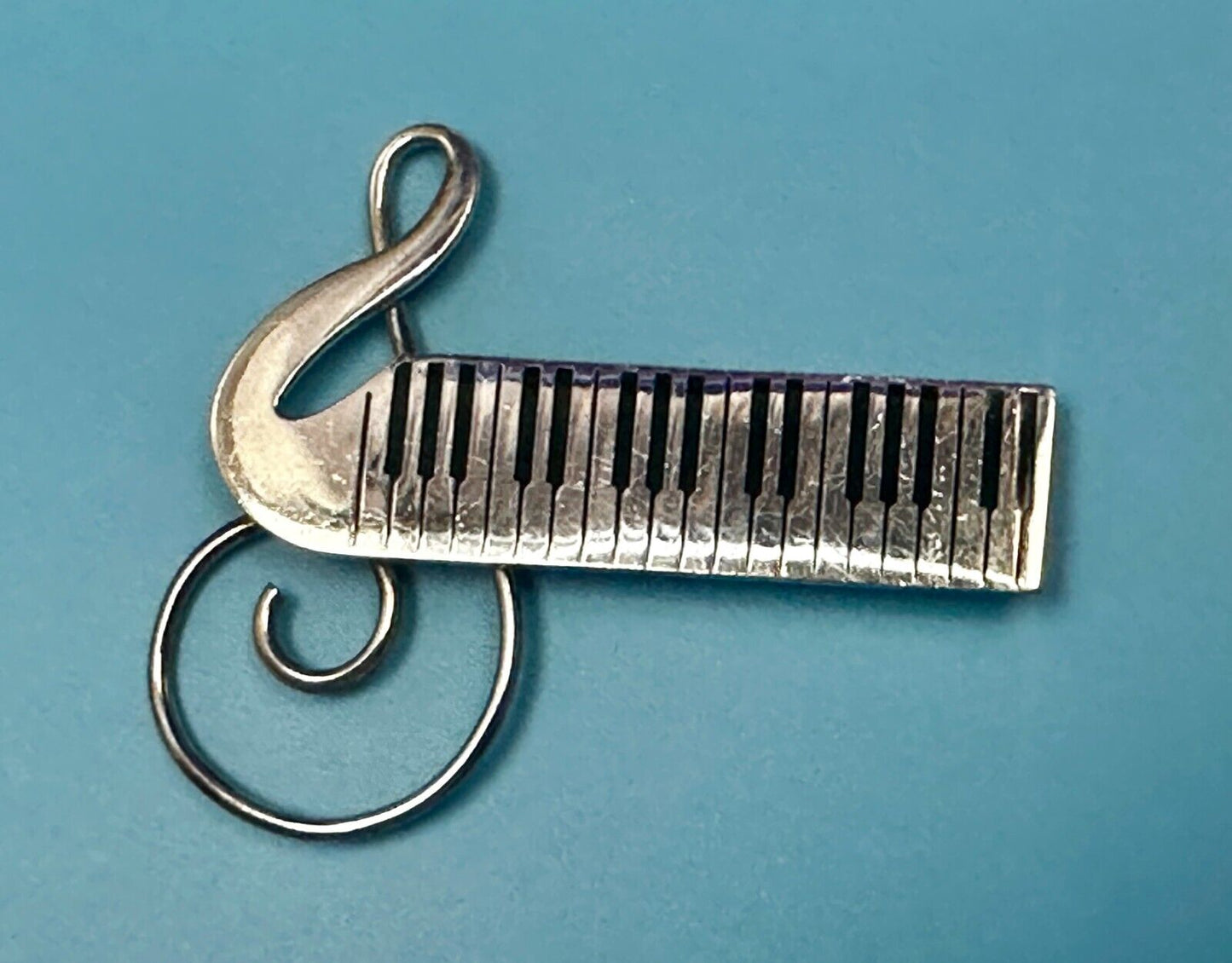 Treble Clef  Piano Music Keyboard Musician Vtg. Brooch Pin Sterling 925 Mexico