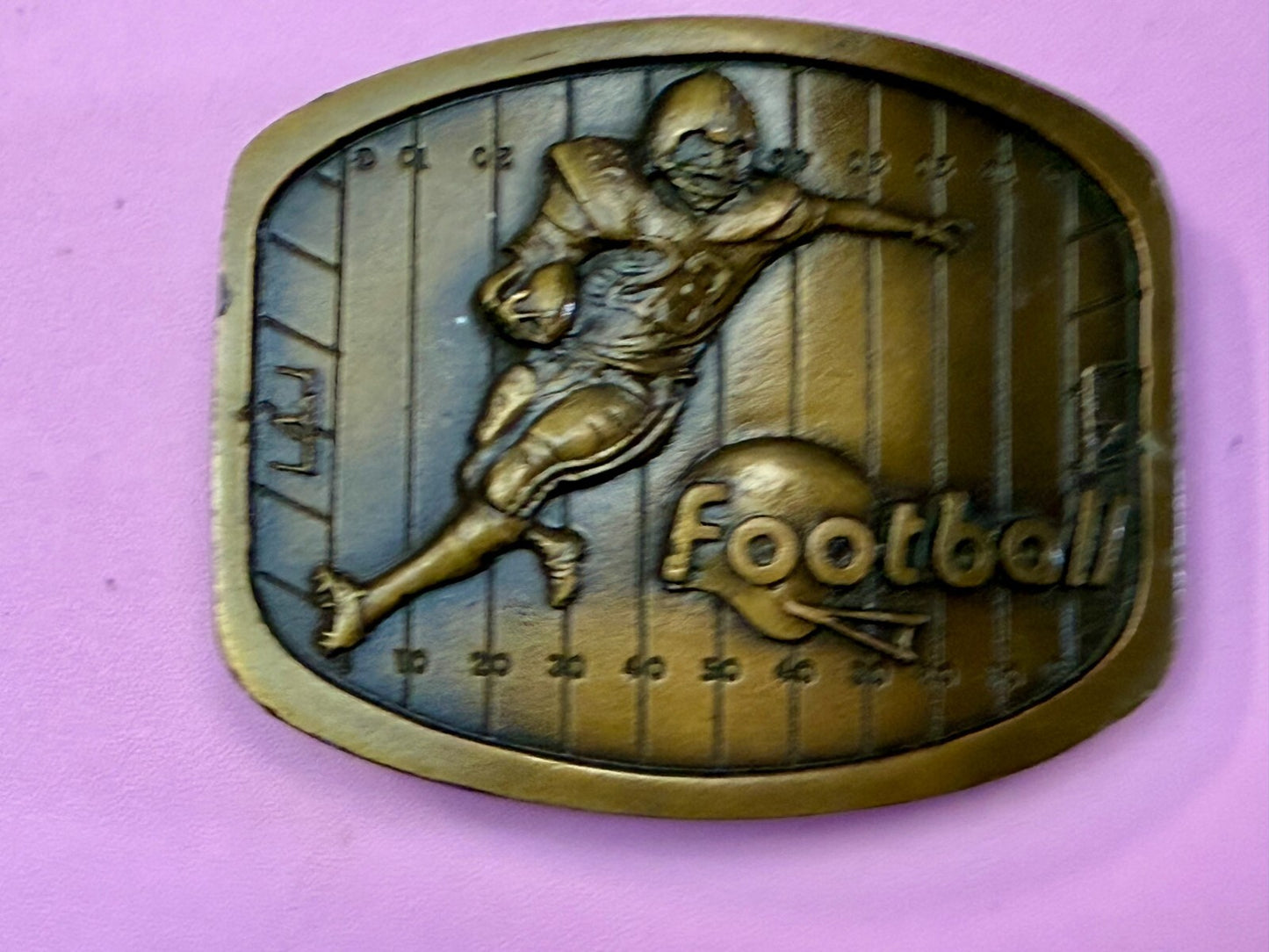 American Sports Football Player Brass Tone VTG 1979 Indiana Metal Belt Buckle