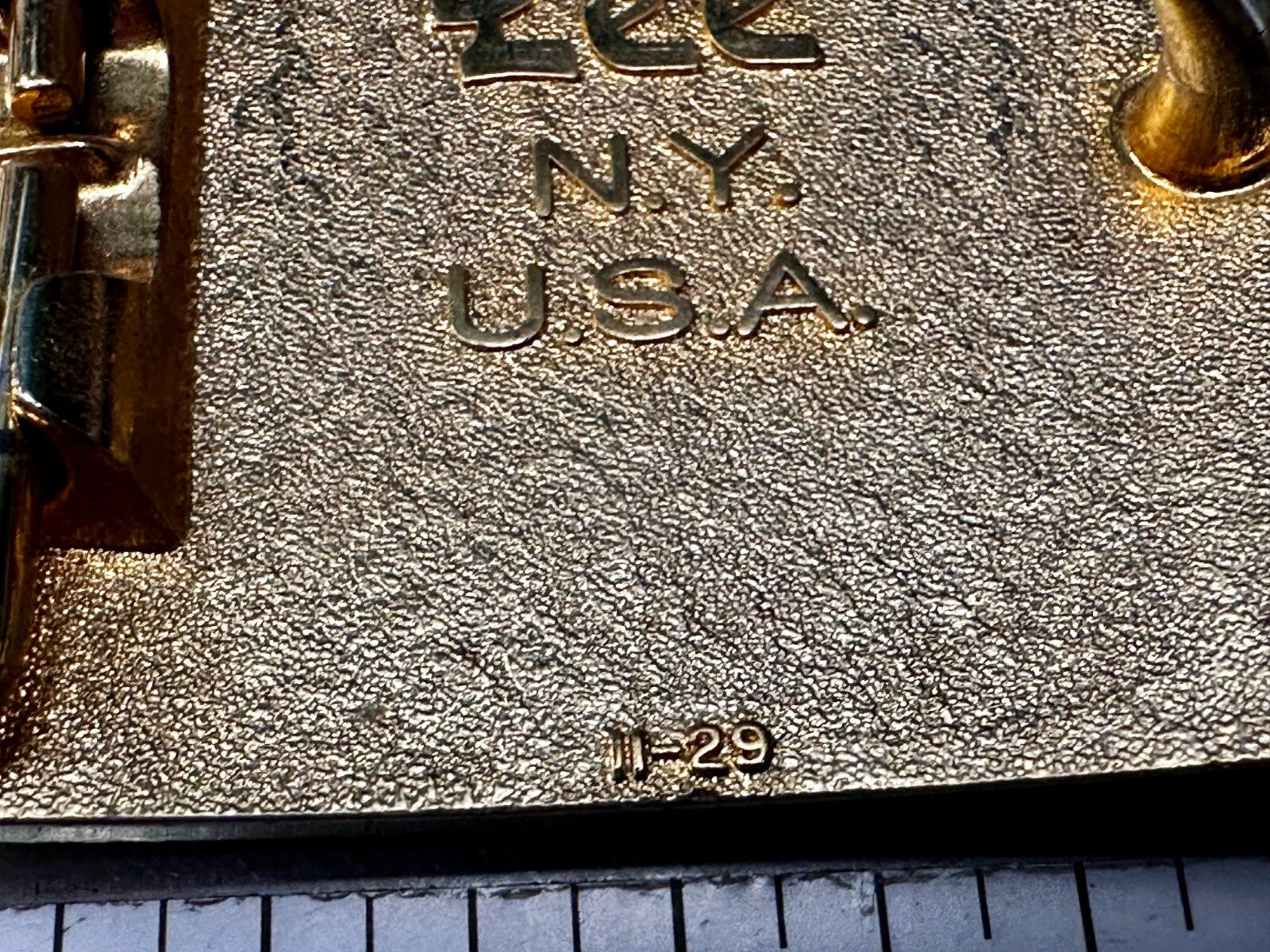 Vintage Initial Letter S Two Tone Monogram Metal Lee NY USA Belt Buckle