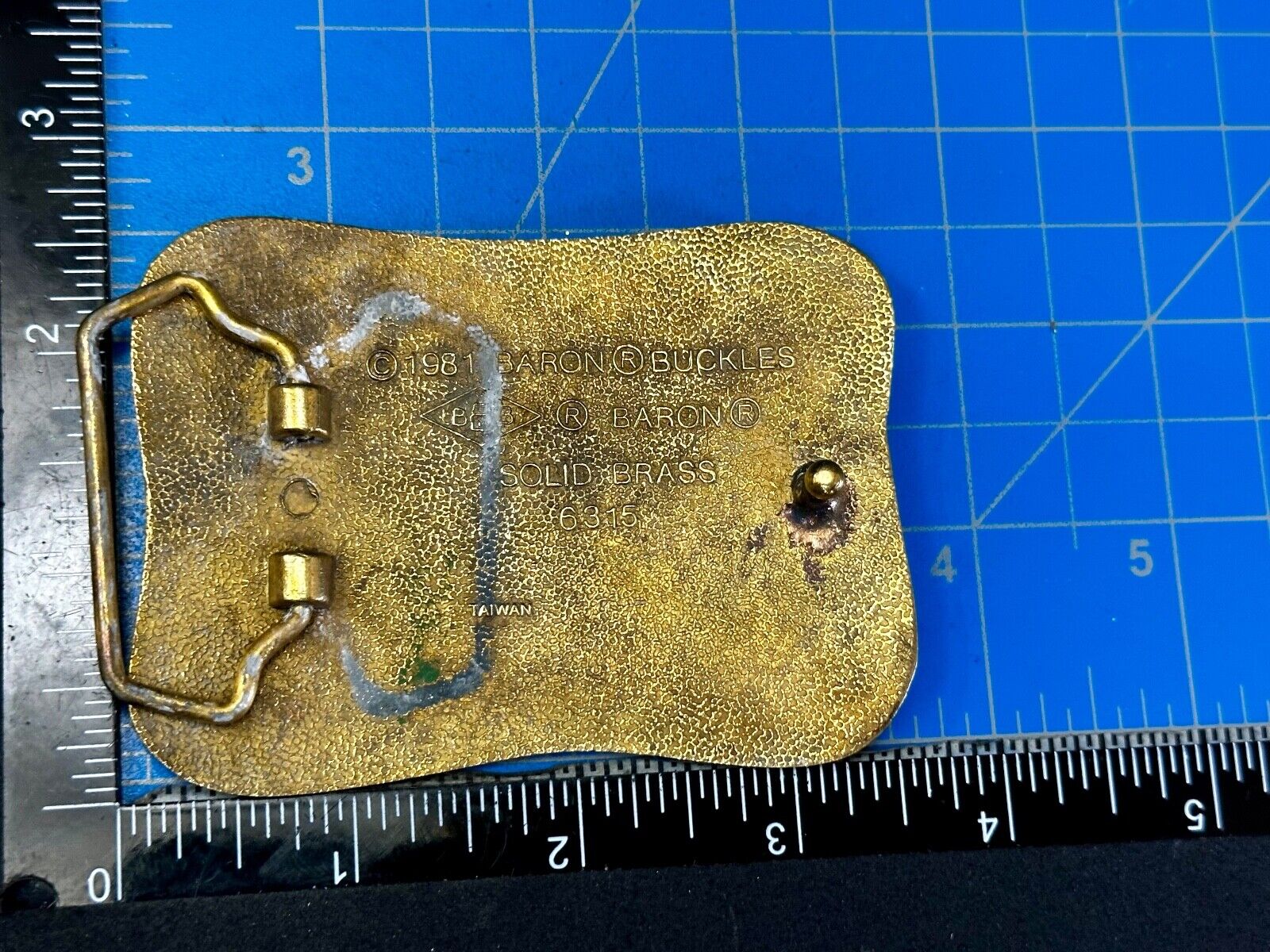 American Firefighters at work putting out fire Vintage 1981 Baron Belt Buckle