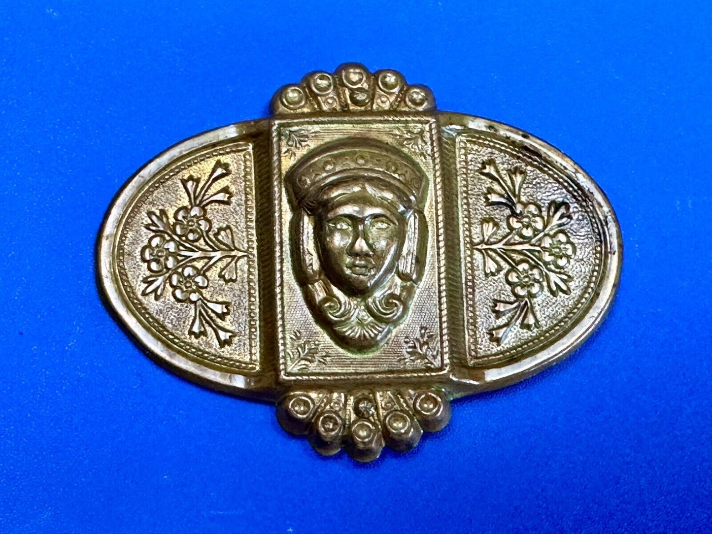 Antique Head Bust Belt Ornament - buckle slide clip - unknown to me! Victorian?