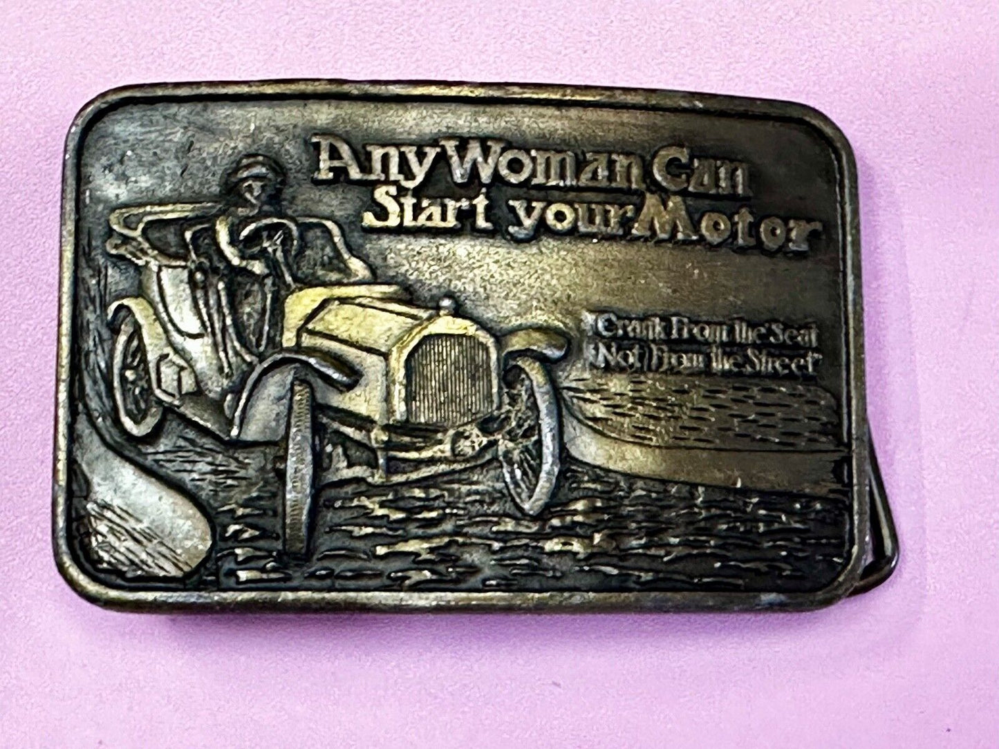 Any Woman Can Start Your Motor Crank From The Seat Novelty Belt Buckle