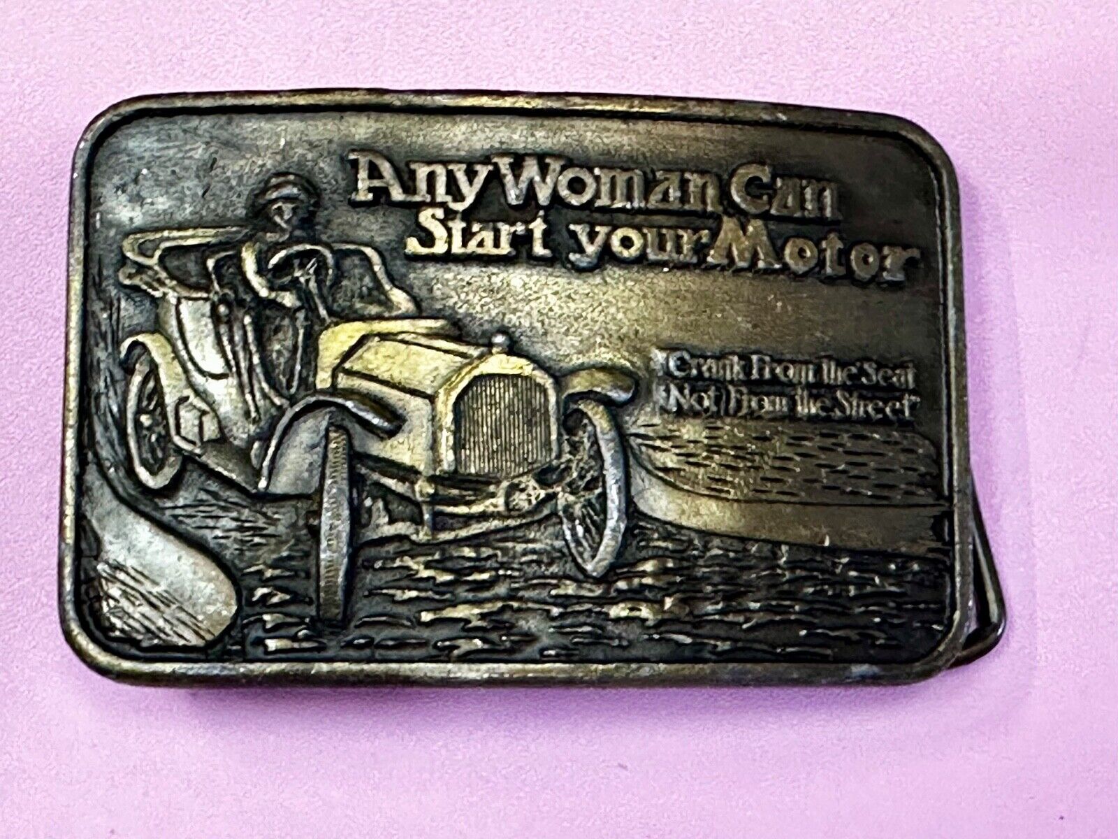 Any Woman Can Start Your Motor Crank From The Seat Novelty Belt Buckle