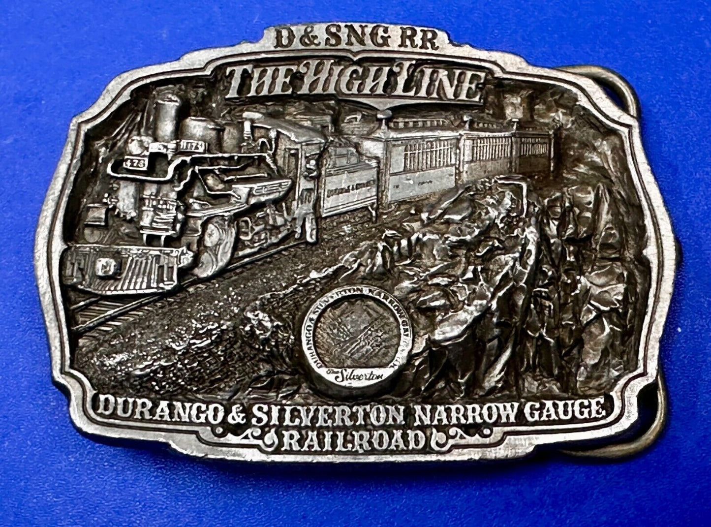 Train Rail Road Durango & Silverton Narrow Gauge C+J Vintage 1980s  Belt Buckle