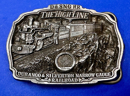 Train Rail Road Durango & Silverton Narrow Gauge C+J Vintage 1980s  Belt Buckle