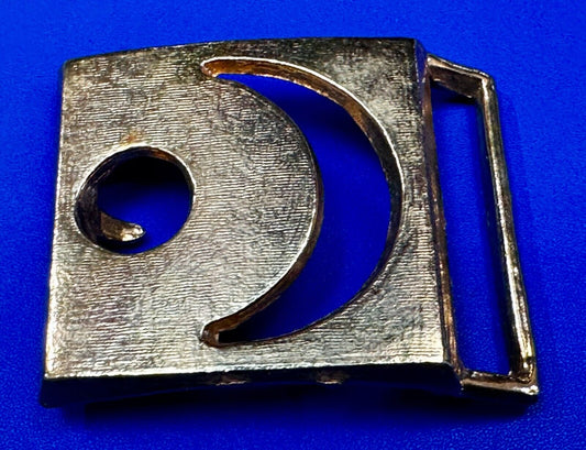 Unique Open Crescent Shape Gold Tone Hippy Style Cutout Belt Buckle