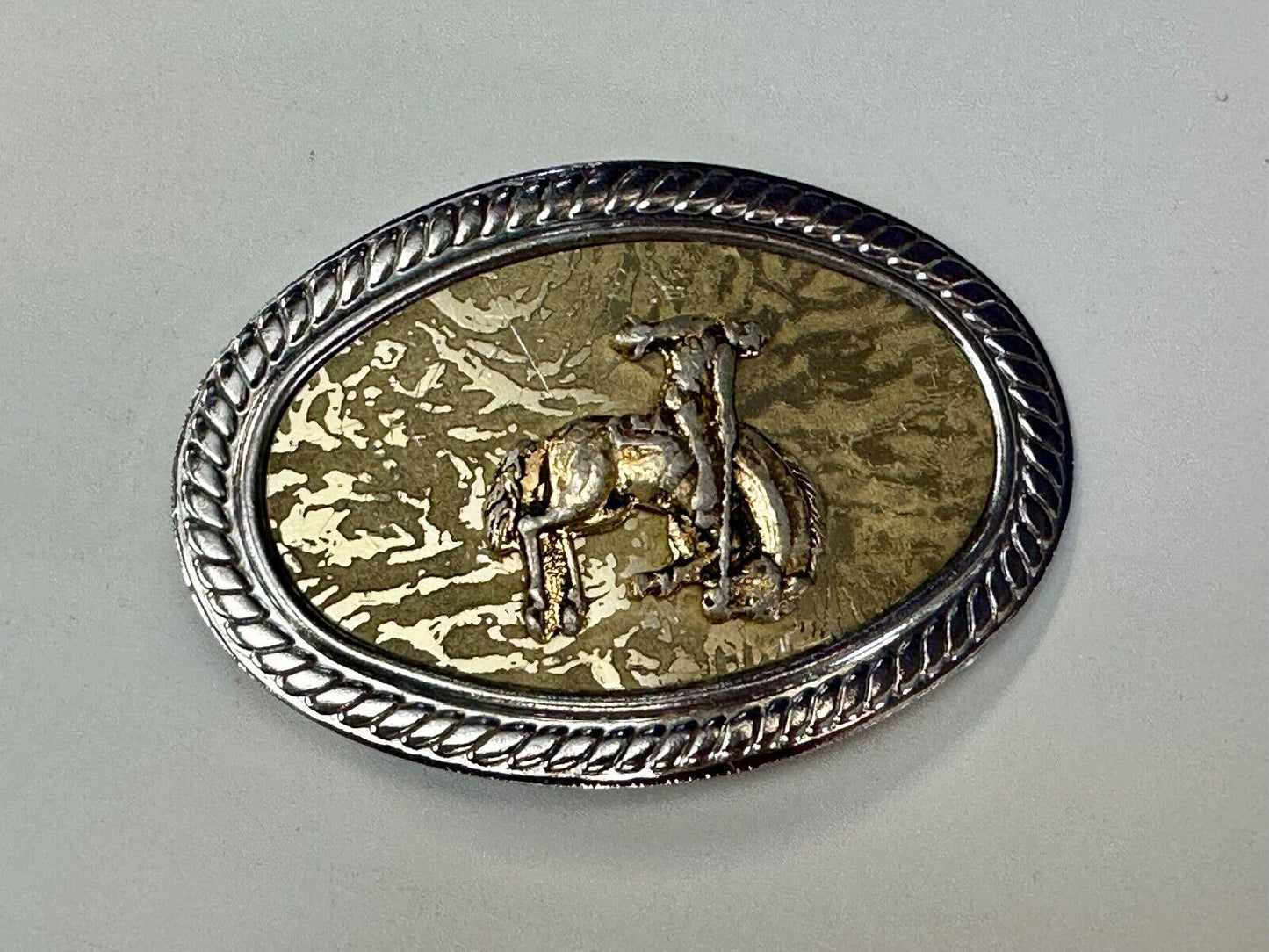 Vintage Cowboy Saddle Bronc western belt buckle  - made in Japan
